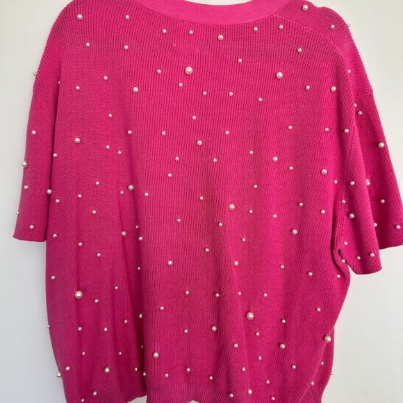 Fashion Brand Company Pink Pearl Short Sleeve Knit Sweater 2X/3X - Picture 2 of 2